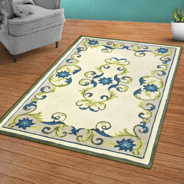 Canora Grey Choya Handmade Tufted Wool Light Green Rug Wayfair